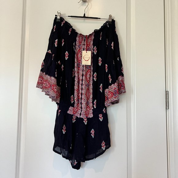 RAGA Anthropologie Endless Love Paisley Bohemian Smocked Resort Romper NWT - Picture 5 of 13